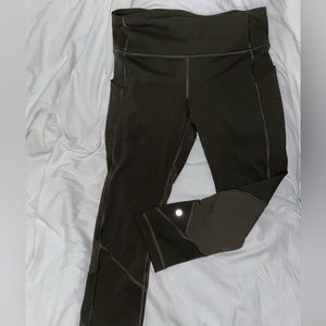 Lululemon olive green legging with mesh bottoms 🤍